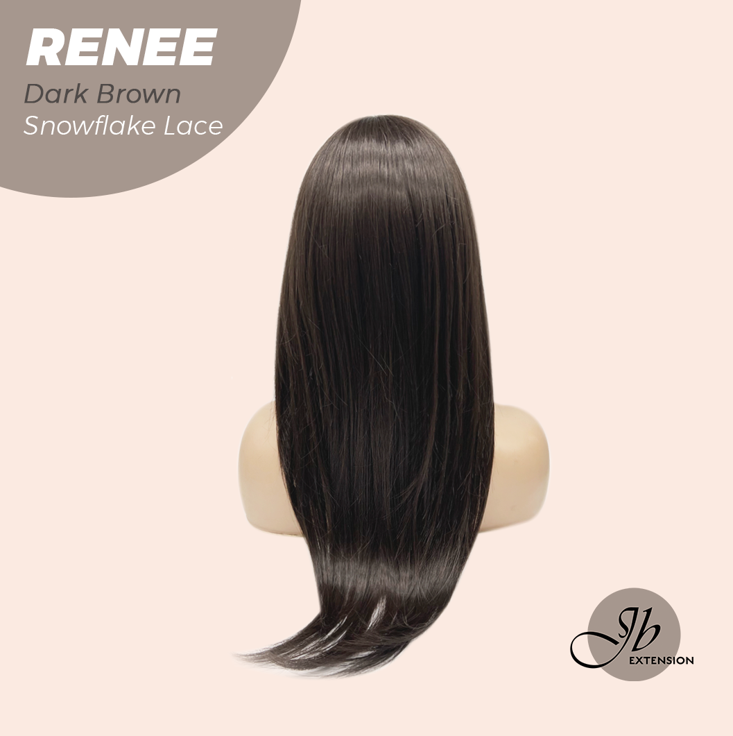JBEXTENSION 21 Inches Dark Brown Pre-Cut T Part Snowflake Lace Frontlace Glueless Wig RENEE DARK BROWN【BENDY EAR TABS】 Alexwigs