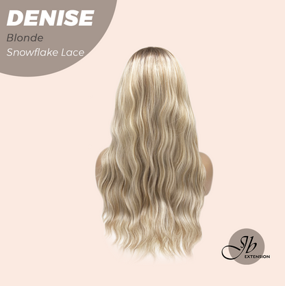 JBEXTENSION 24 Inches Blonde Wave Pre-Cut Snowflake Lace Frontlace Glueless Wig DENISE BLONDE【PERMATEASE】【BENDY EAR TABS】- M/L Alexwigs