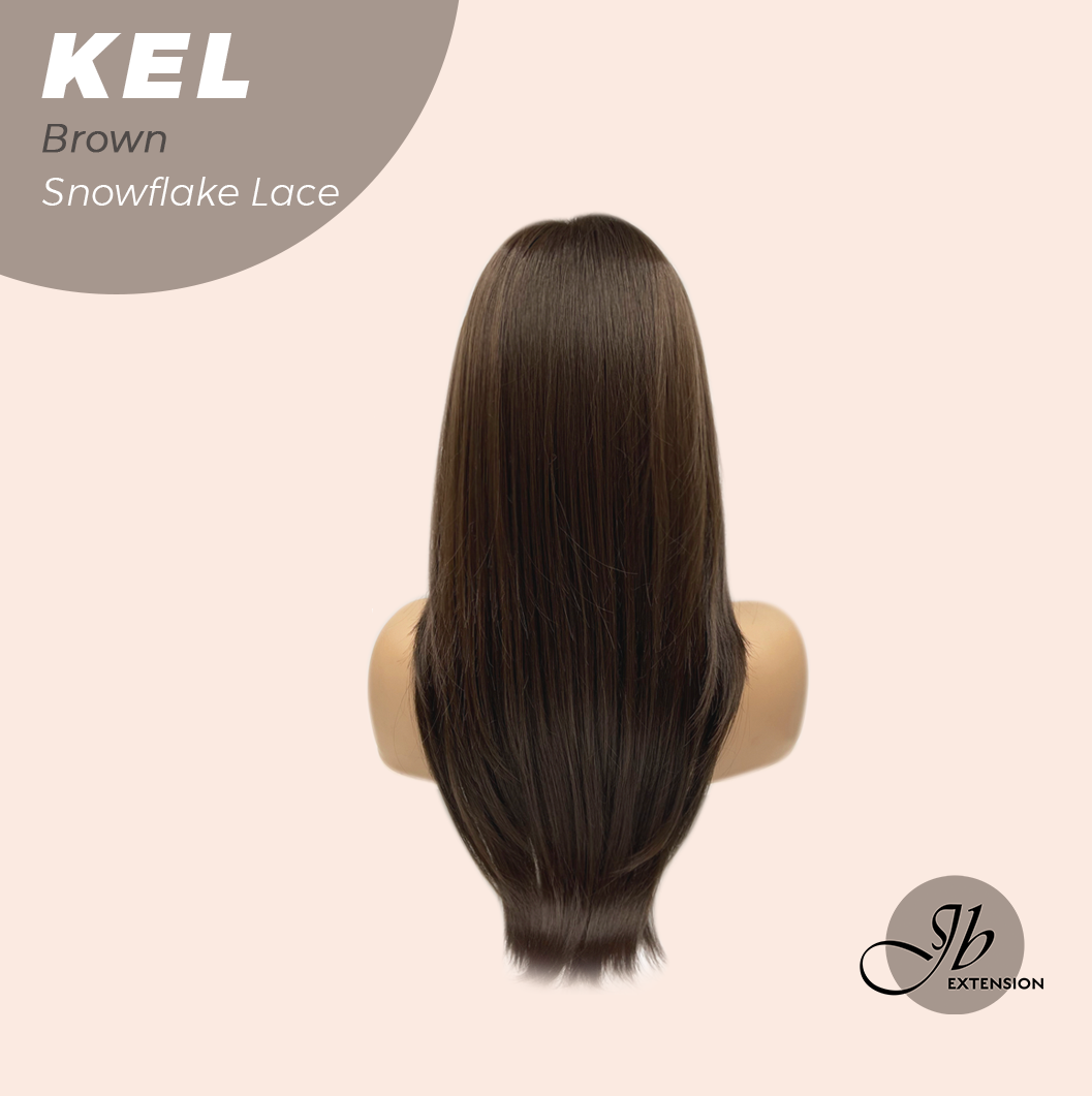 JBEXTENSION 22 Inches Brown Pre-Cut Snowflake Lace Frontlace Glueless Wig KEL BROWN【PERMATEASE】【BENDY EAR TABS】- M/L Alexwigs
