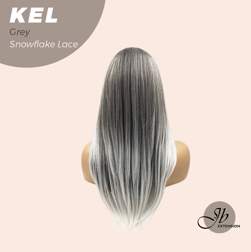 JBEXTENSION 22 Inches Grey Pre-Cut Snowflake Lace Frontlace Glueless Wig KEL GREY【PERMATEASE】【BENDY EAR TABS】 Alexwigs
