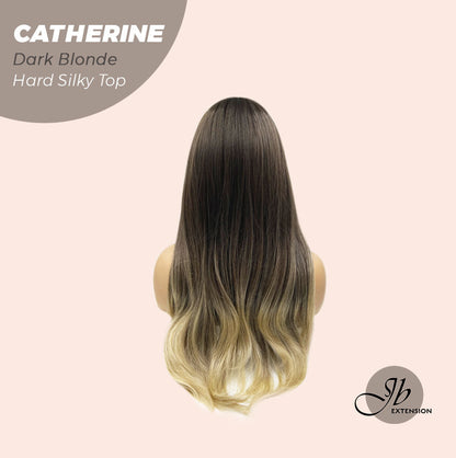 JBEXTENSION 25 Inches Scalpiana Dark Blonde 3.5X4 Hard Silky Top Natural Scalp Effect Wig With Bangs CATHERINE DARK BLONDE Alexwigs