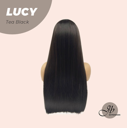 JBEXTENSION 24 Inches Tea Black Darkest Brown Wig With Bangs LUCY TEA BLACK Alexwigs
