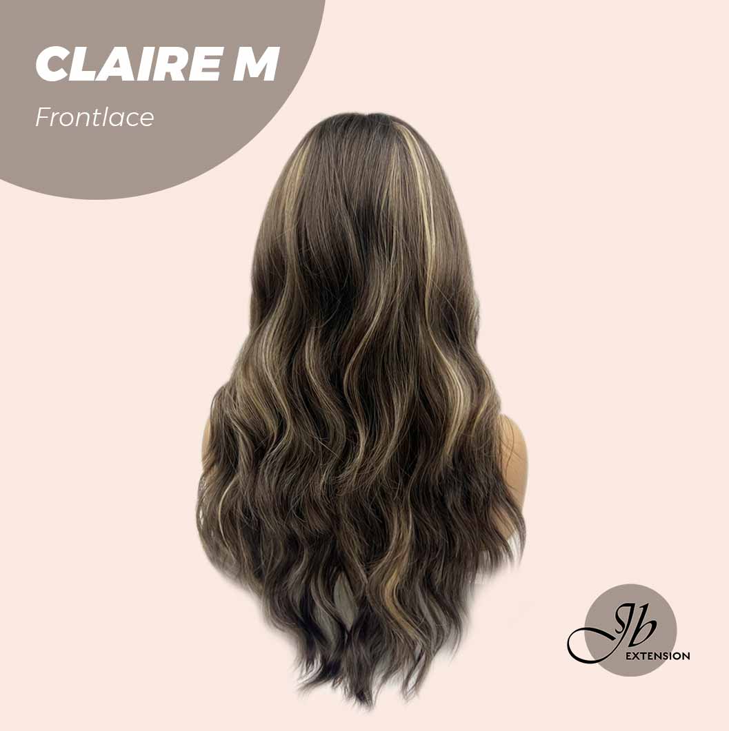 JBEXTENSION 22 Inches Body Wave Brown With Highlight Pre-Cut Frontlace Glueless Wig CLAIRE LACE M Alexwigs