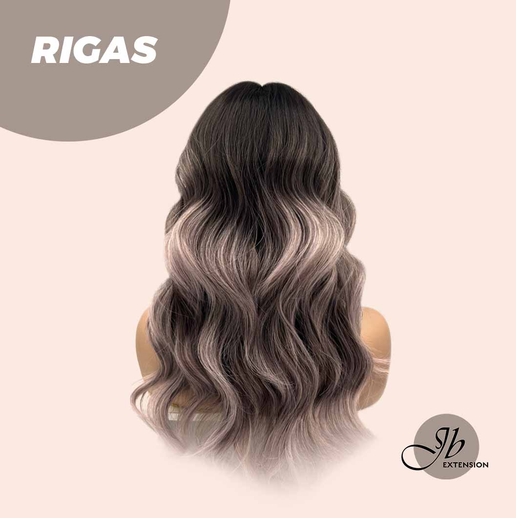 JBEXTENSION 20 Inches Shatush Purple Body Wave Wig With Bangs RIGAS Alexwigs