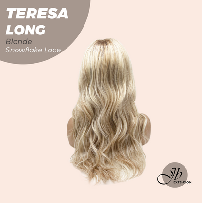 JBEXTENSION 22 Inches Long Blonde Pre-Cut Snowflake Lace Frontlace Glueless Wig TERESA LONG BLONDE【PERMATEASE】【BENDY EAR TABS】- M/L Alexwigs