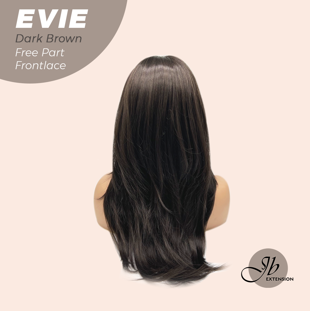 JBEXTENSION 22 Inches Dark Brown Pre-Cut Free Part Frontlace Glueless Wig EVIE DARK BROWN Alexwigs
