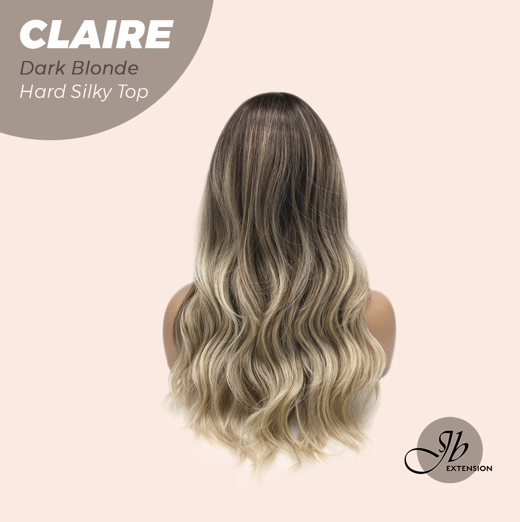JBEXTENSION 22 Inches Scalpiana Dark Blonde 3.5X4 Hard Silky Top Natural Scalp Effect Women Wig With Bangs CLAIRE SILKY TOP DARK BLONDE Alexwigs