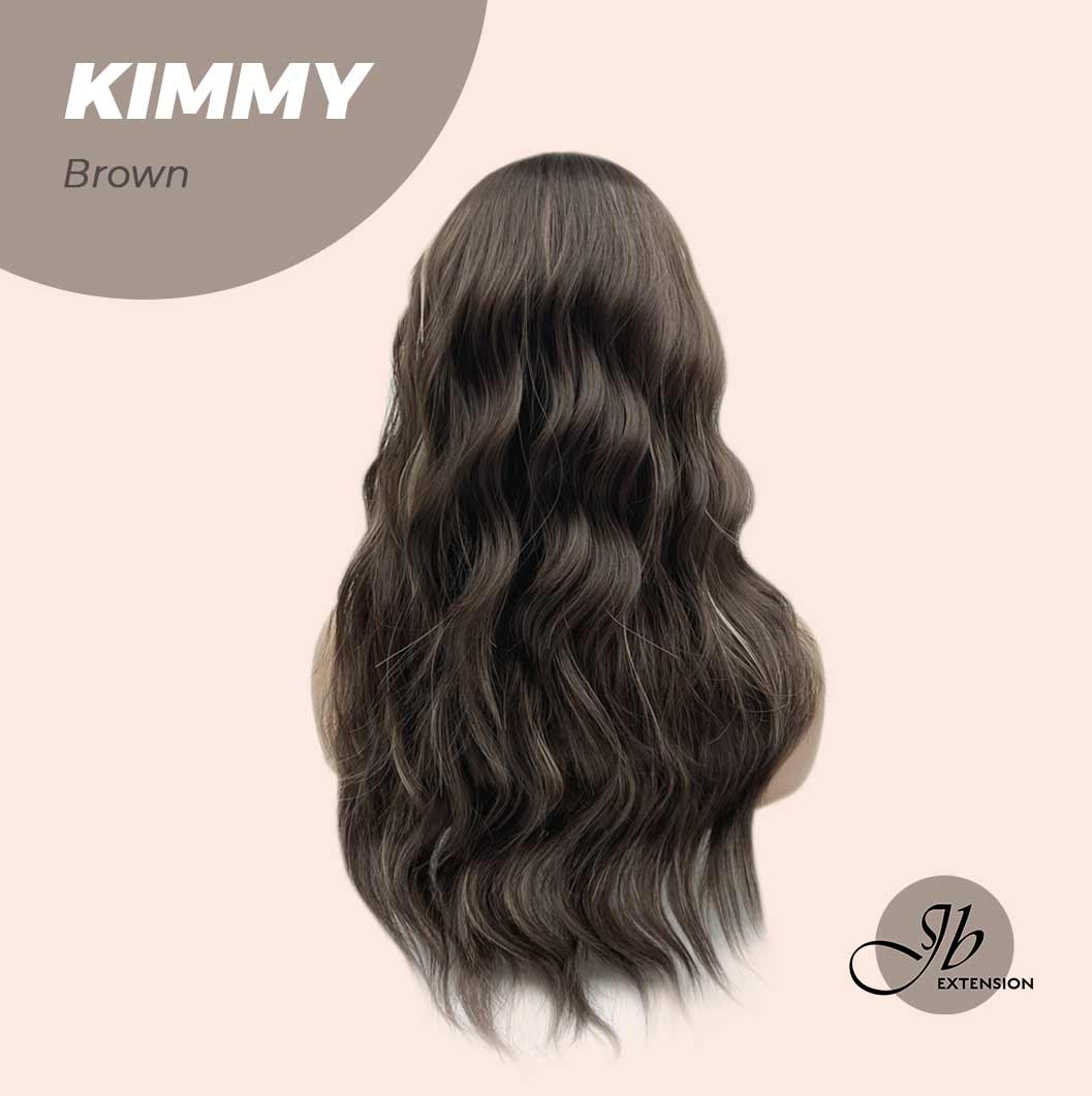 JBEXTENSION 24 Inches Brown With Highlight Body Wave With Bangs Wig KIMMY BROWN Alexwigs