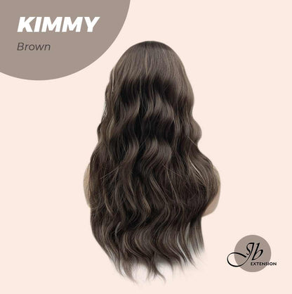 JBEXTENSION 24 Inches Brown With Highlight Body Wave With Bangs Wig KIMMY BROWN Alexwigs