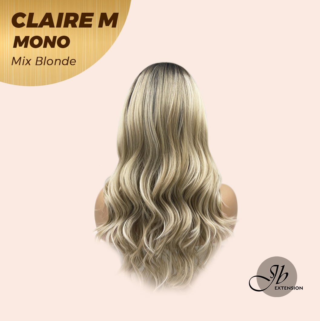 [PRE-ORDER] JBEXTENSION CLAIRE MONO MIX BLONDE Partial Monofilament Wig 22 Inches Mix Blonde Partial Mono Lace Glueless Wig CLAIRE MONO MIX BLONDE【BENDY EAR TABS】 Alexwigs