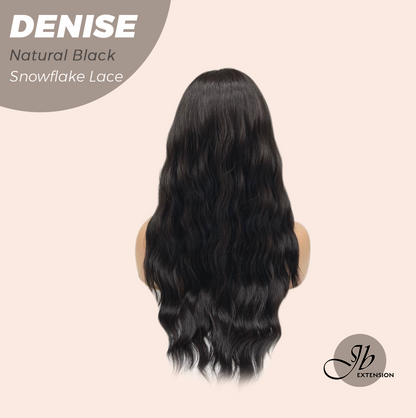 JBEXTENSION 24 Inches Natural Black Wave Pre-Cut Snowflake Lace Frontlace Glueless Wig DENISE NATURAL BLACK【PERMATEASE】【BENDY EAR TABS】- M/L Alexwigs