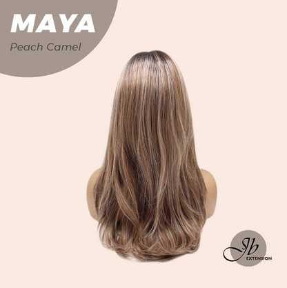 JBEXTENSION 22 Inches Peach Camel Women Fashion Full Machine Wig MAYA PEACH CAMEL【PLUS PERMATEASE】【BENDY EAR TABS】 Alexwigs