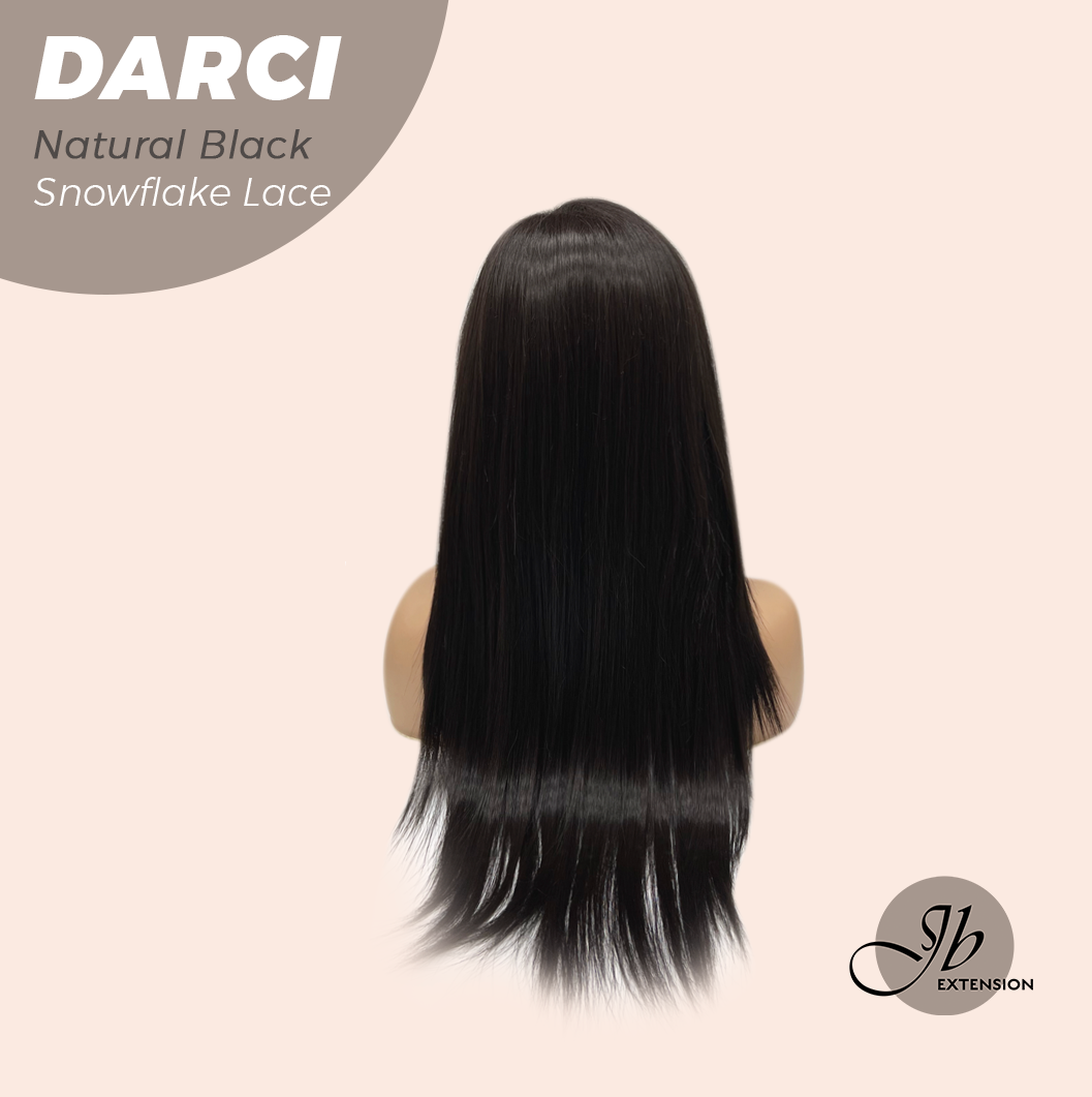 JBEXTENSION 25 Inches Natural Black Pre-Cut Snowflake Lace Frontlace Glueless Wig DARCI NATURAL BLACK【PERMATEASE】【BENDY EAR TABS】 Alexwigs