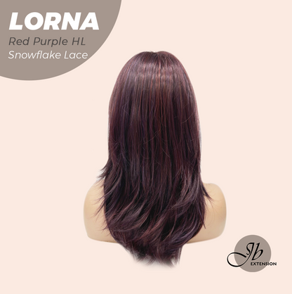 [PRE-ORDER] JBEXTENSION 18 Inches Red Purple Highlight Curly Pre-Cut Snowflake Lace Frontlace Glueless Wig LORNA SNOWFLAKE RED PURPLE HIGHLIGHT【PERMATEASE】【BENDY EAR TABS】 Alexwigs