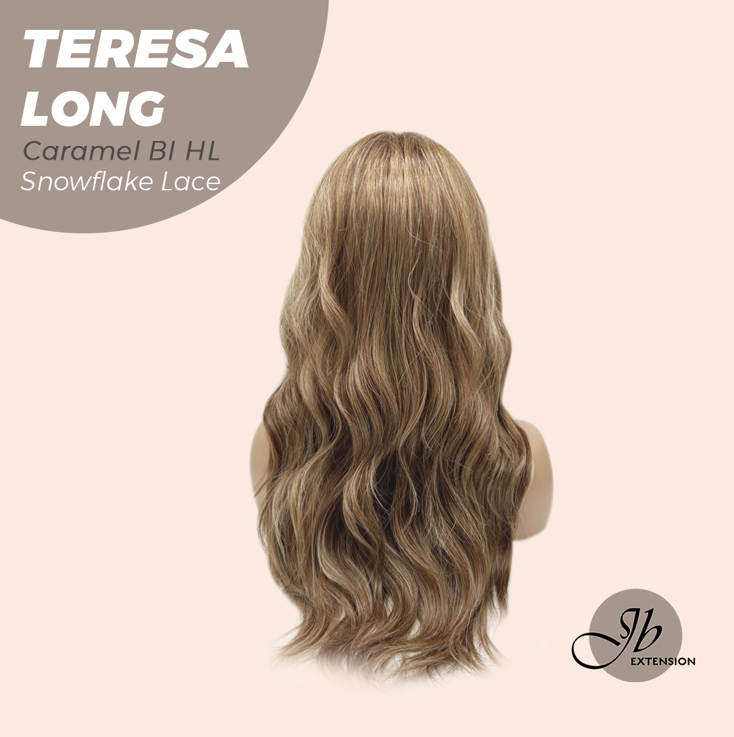 [PRE-ORDER] JBEXTENSION 22 Inches Long Caramel Blonde Highlight Pre-Cut Snowflake Lace Frontlace Glueless Wig TERESA LONG CARAMEL BLONDE HIGHLIGHT【PERMATEASE】【BENDY EAR TABS】 Alexwigs
