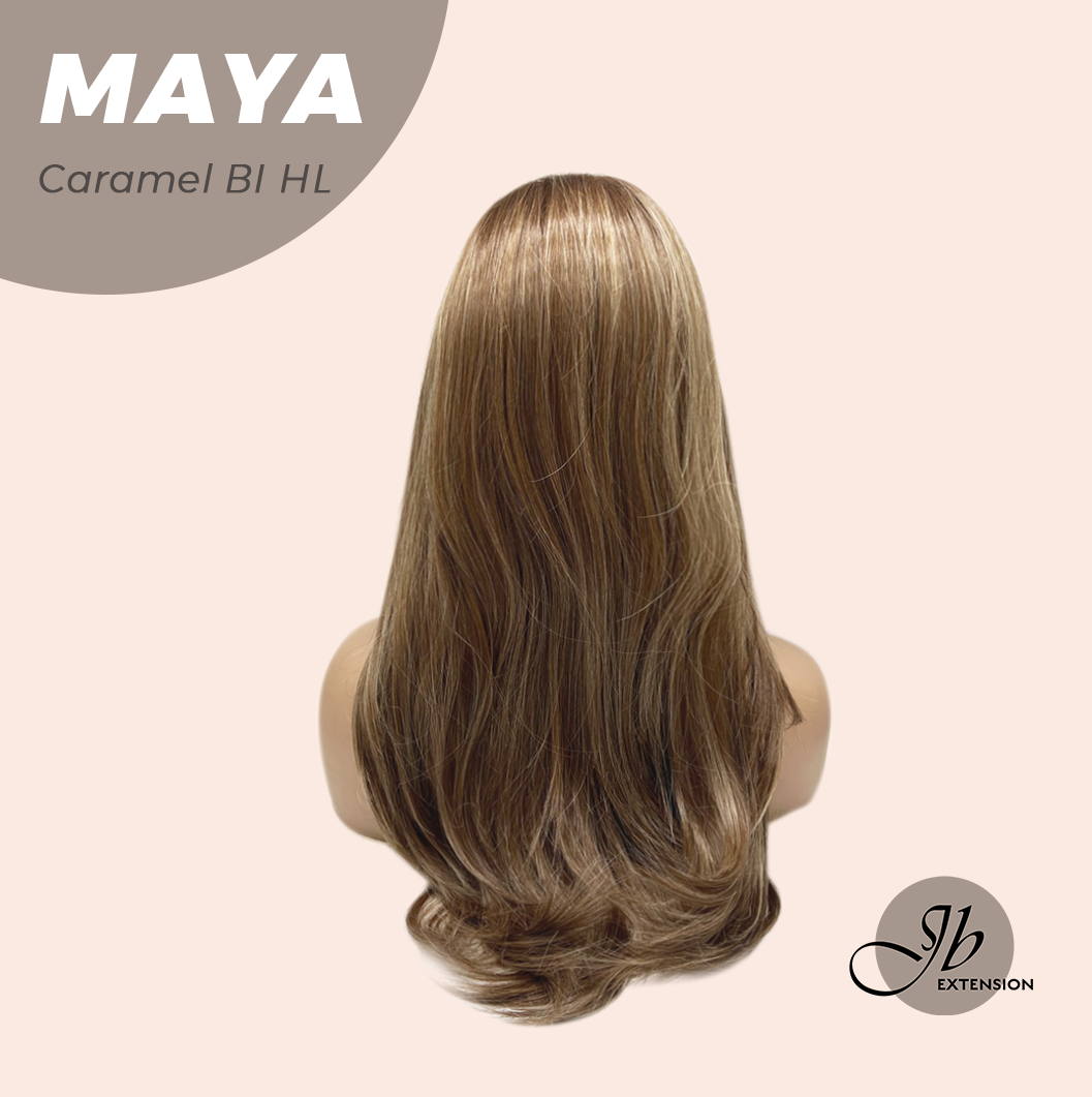 JBEXTENSION 22 Inches Caramel Blonde Highlight Women Fashion Full Machine Wig MAYA CARAMEL BLONDE HIGHLIGHT【PLUS PERMATEASE】【BENDY EAR TABS】 Alexwigs