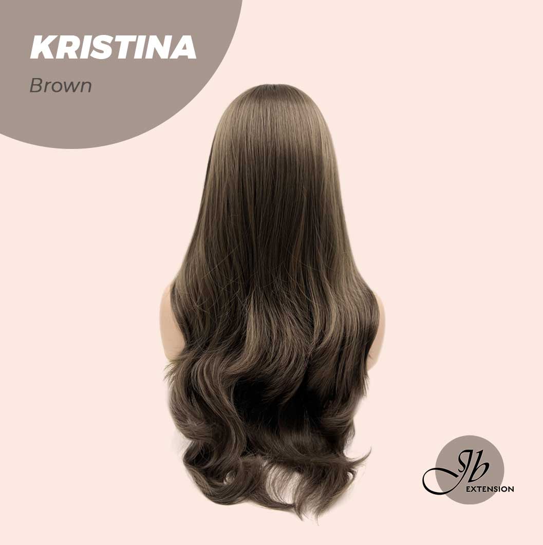 JBEXTENSION 25 Inches Brown Curly Wig With Full Bangs KRISTINA BROWN Alexwigs