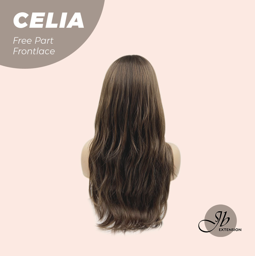 JBEXTENSION 22 Inches Mix Brown Curly Pre-Cut Frontace Wave Glueless Wig CELIA Alexwigs
