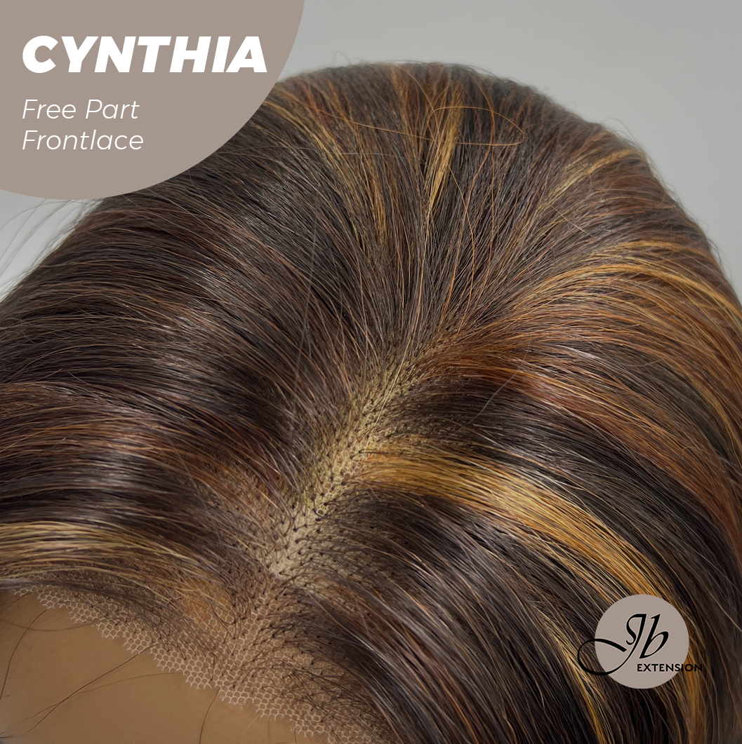 JBEXTENSION 25 Inches Auburn Highlight Pre-Cut Free Part Frontlace Glueless Wig CYNTHIA Alexwigs