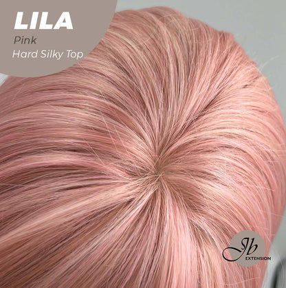 JBEXTENSION 20 Inches Scalpiana Pink Wolf Cut 3.5X4 Hard Silky Top Natural Scalp Effect Wig With Bangs LILA PINK Alexwigs