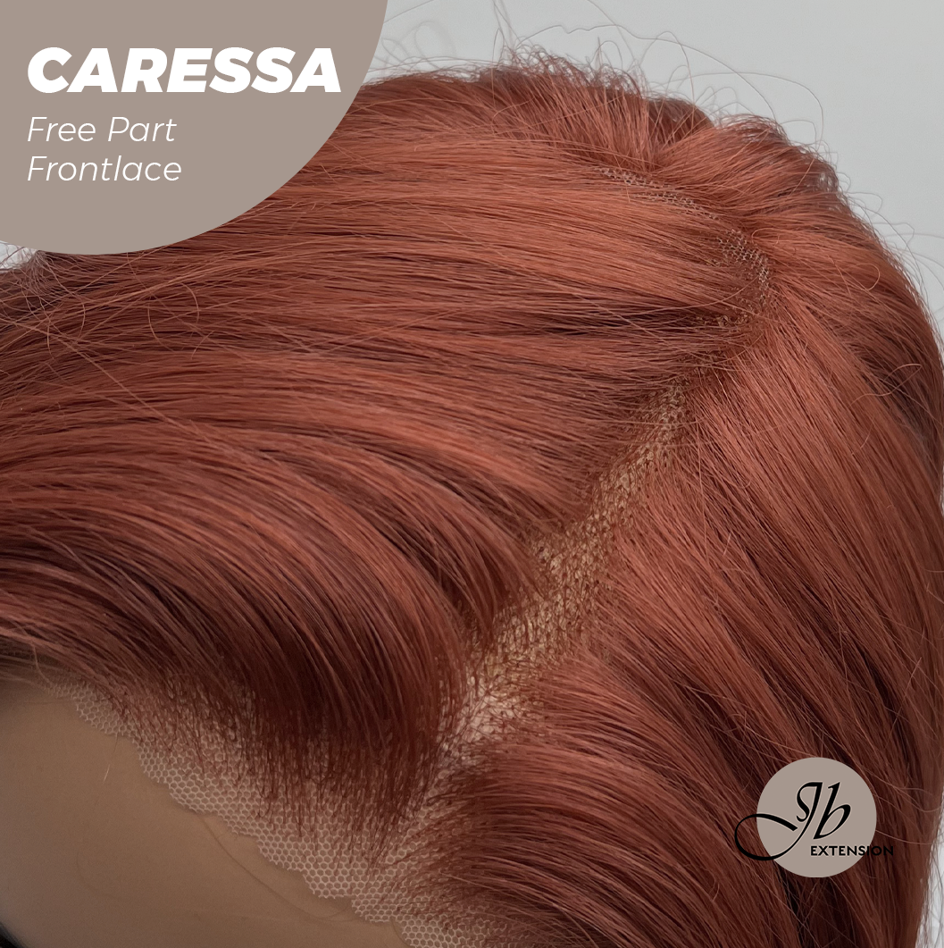 JBEXTENSION 22 Inches Copper Curly Wave 13X6 Pre-Cut Free Part Frontlae Glueless Wig CARESSA Alexwigs