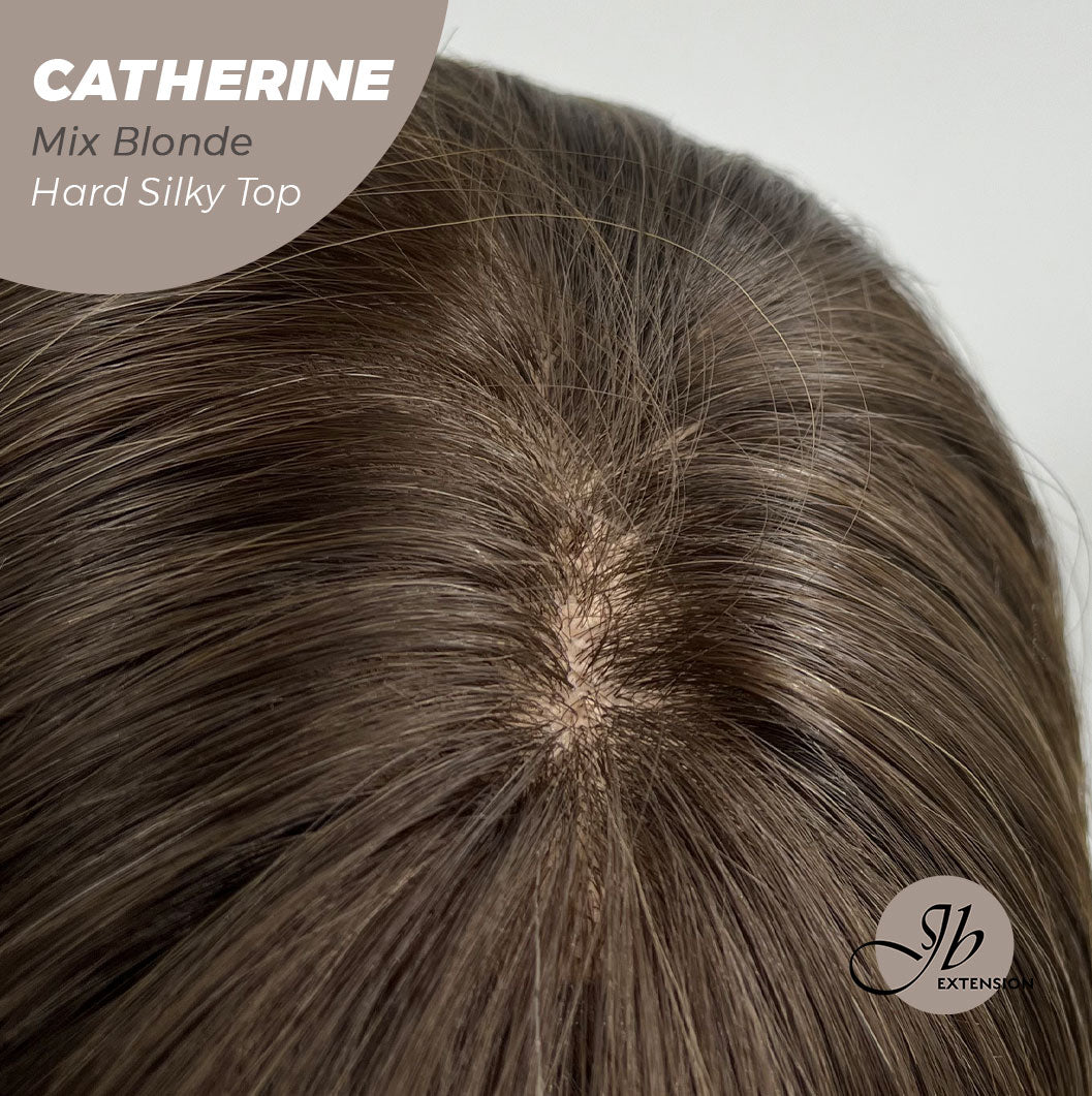 JBEXTENSION 25 Inches Scalpiana Mix Blonde 3.5X4 Hard Silky Top Natural Scalp Effect Wig With Bangs CATHERINE MIX BLONDE Alexwigs