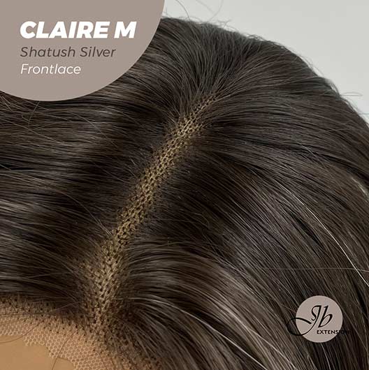 JBEXTENSION 22 Inches Body Wave Shatush Silver Pre-Cut Frontlace Glueless Wig CLAIRE M SILVER Alexwigs