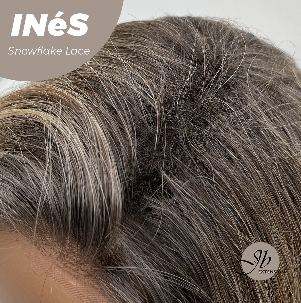 JBEXTENSION 22 Inches Mix Blonde Pre-Cut Snowflake Lace Frontlace Glueless Wig INéS SNOWFLAKE【PERMATEASE】【BENDY EAR TABS】- M/L Alexwigs