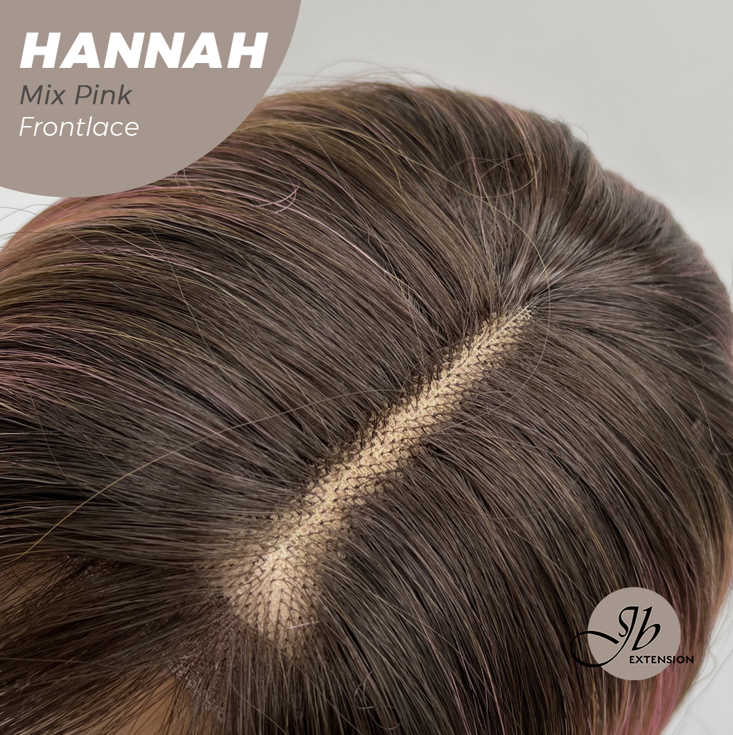 JBEXTENSION 20 Inches Mix Pink Pre-Cut Frontlace Glueless Wig with Bangs HANNAH MIX PINK Alexwigs