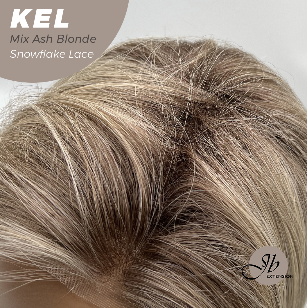 JBEXTENSION 22 Inches Mix Ash Blonde Pre-Cut Snowflake Lace Frontlace Glueless Wig KEL MIX ASH BLONDE【PERMATEASE】【BENDY EAR TABS】- M/L Alexwigs