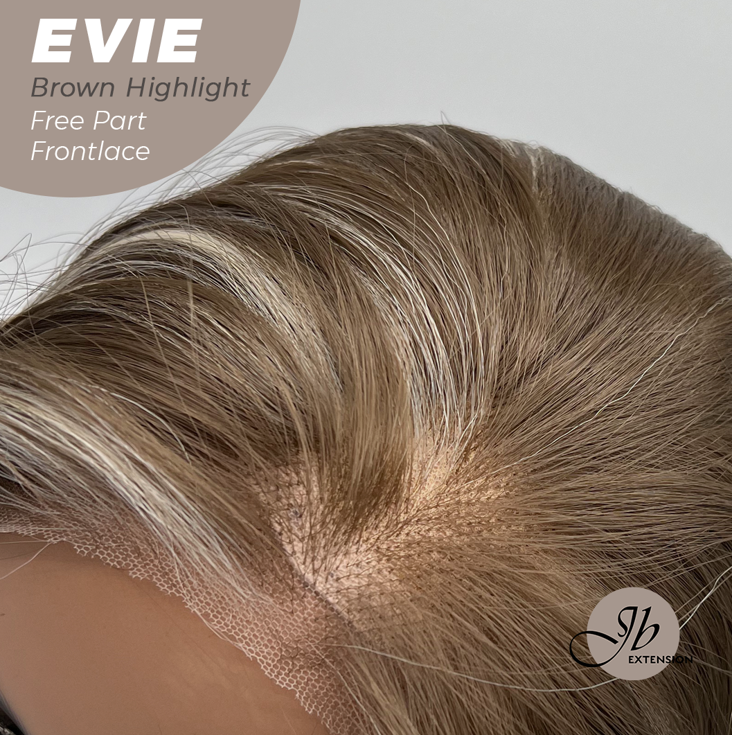 JBEXTENSION 22 Inches Brown with Blonde Highlight Pre-Cut Free Part Frontlace Glueless Wig EVIE BROWN HIGHLIGHT Alexwigs