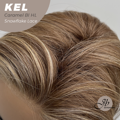JBEXTENSION 22 Inches Caramel Blonde Highlight Pre-Cut Snowflake Lace Frontlace Glueless Wig KEL CARAMEL BLONDE HIGHLIGHT【PERMATEASE】【BENDY EAR TABS】 Alexwigs