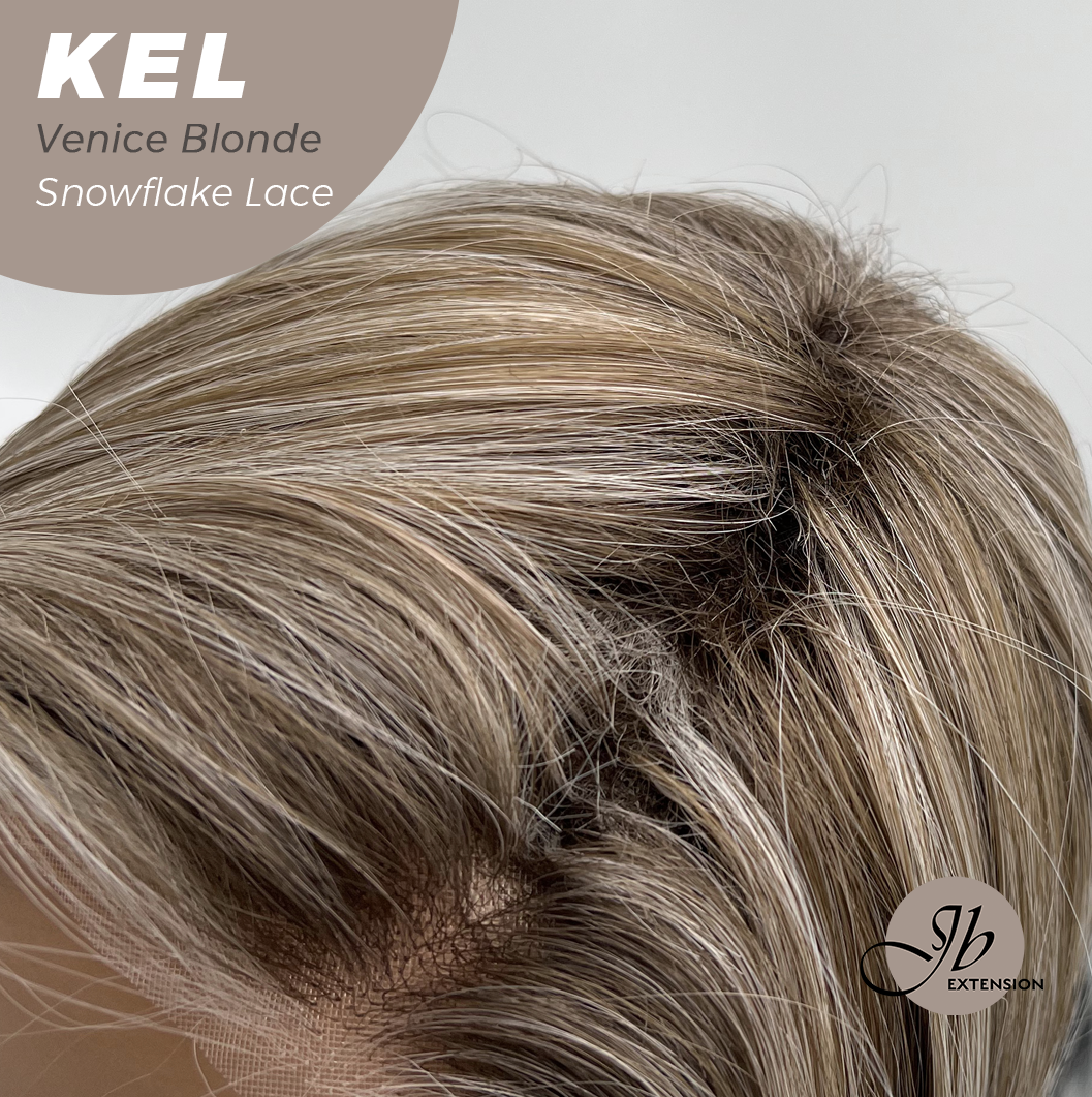 JBEXTENSION 22 Inches Venice Blonde Pre-Cut Snowflake Lace Frontlace Glueless Wig KEL VENICE BLONDE【PERMATEASE】【BENDY EAR TABS】- M/L Alexwigs