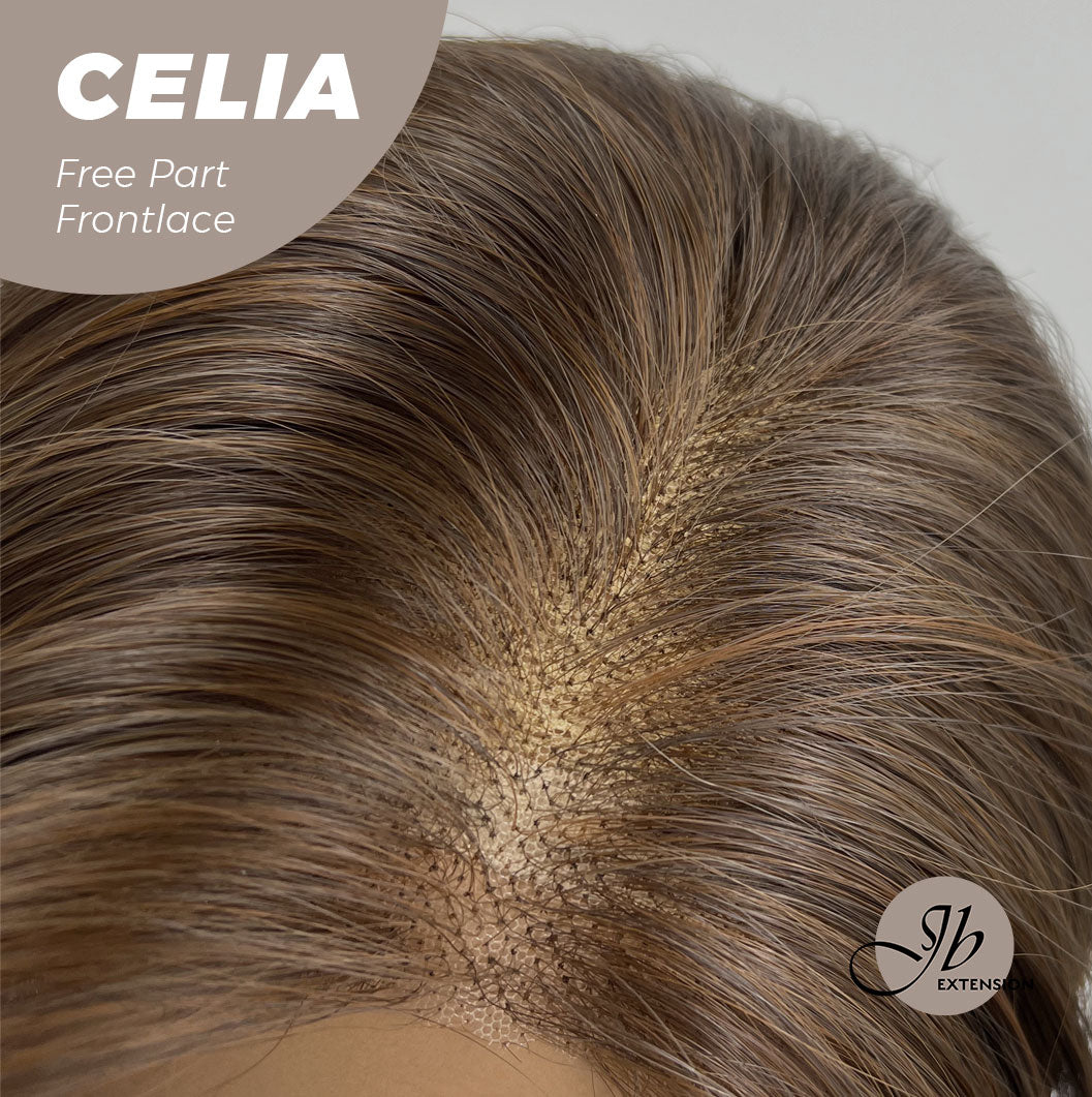 JBEXTENSION 22 Inches Mix Brown Curly Pre-Cut Frontace Wave Glueless Wig CELIA Alexwigs