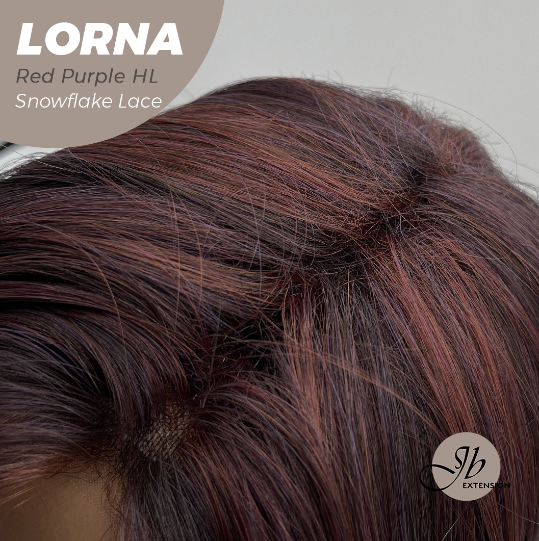 [PRE-ORDER] JBEXTENSION 18 Inches Red Purple Highlight Curly Pre-Cut Snowflake Lace Frontlace Glueless Wig LORNA SNOWFLAKE RED PURPLE HIGHLIGHT【PERMATEASE】【BENDY EAR TABS】 Alexwigs