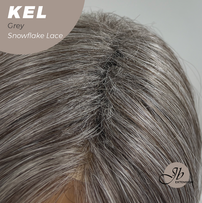 JBEXTENSION 22 Inches Grey Pre-Cut Snowflake Lace Frontlace Glueless Wig KEL GREY【PERMATEASE】【BENDY EAR TABS】 Alexwigs