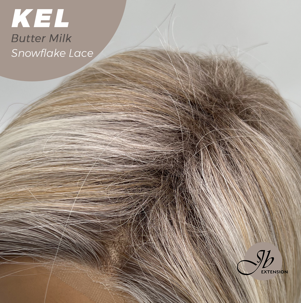 JBEXTENSION 22 Inches Butter Milk Pre-Cut Snowflake Lace Frontlace Glueless Wig KEL BUTTER MILK【PERMATEASE】【BENDY EAR TABS】- M/L Alexwigs