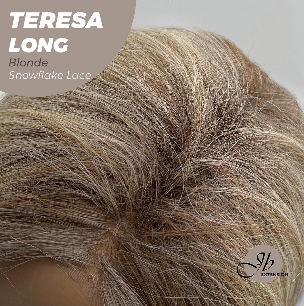 JBEXTENSION 22 Inches Long Blonde Pre-Cut Snowflake Lace Frontlace Glueless Wig TERESA LONG BLONDE【PERMATEASE】【BENDY EAR TABS】- S/M Alexwigs