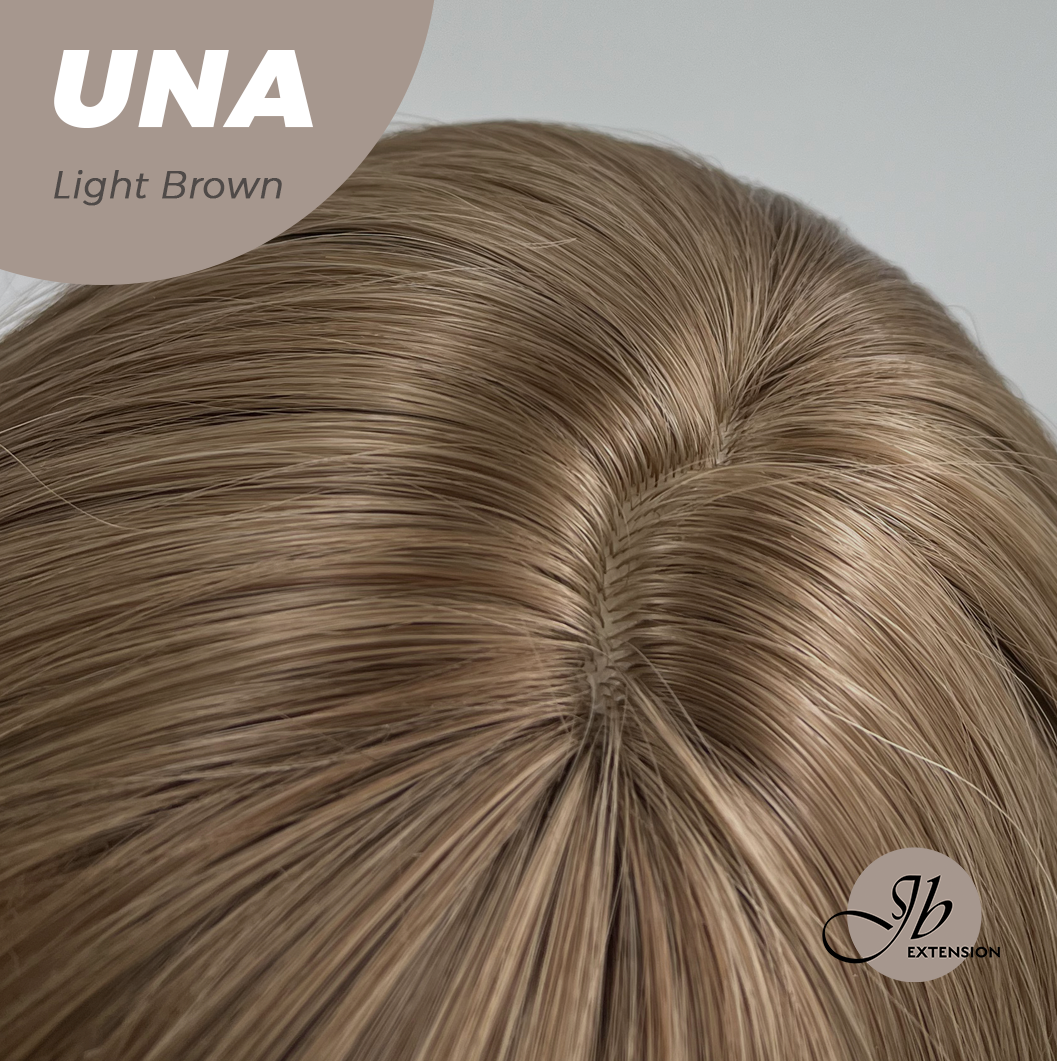 JBEXTENSION 22 Inches Light Brown Wave With Bangs Wig UNA LIGHT BROWN Alexwigs