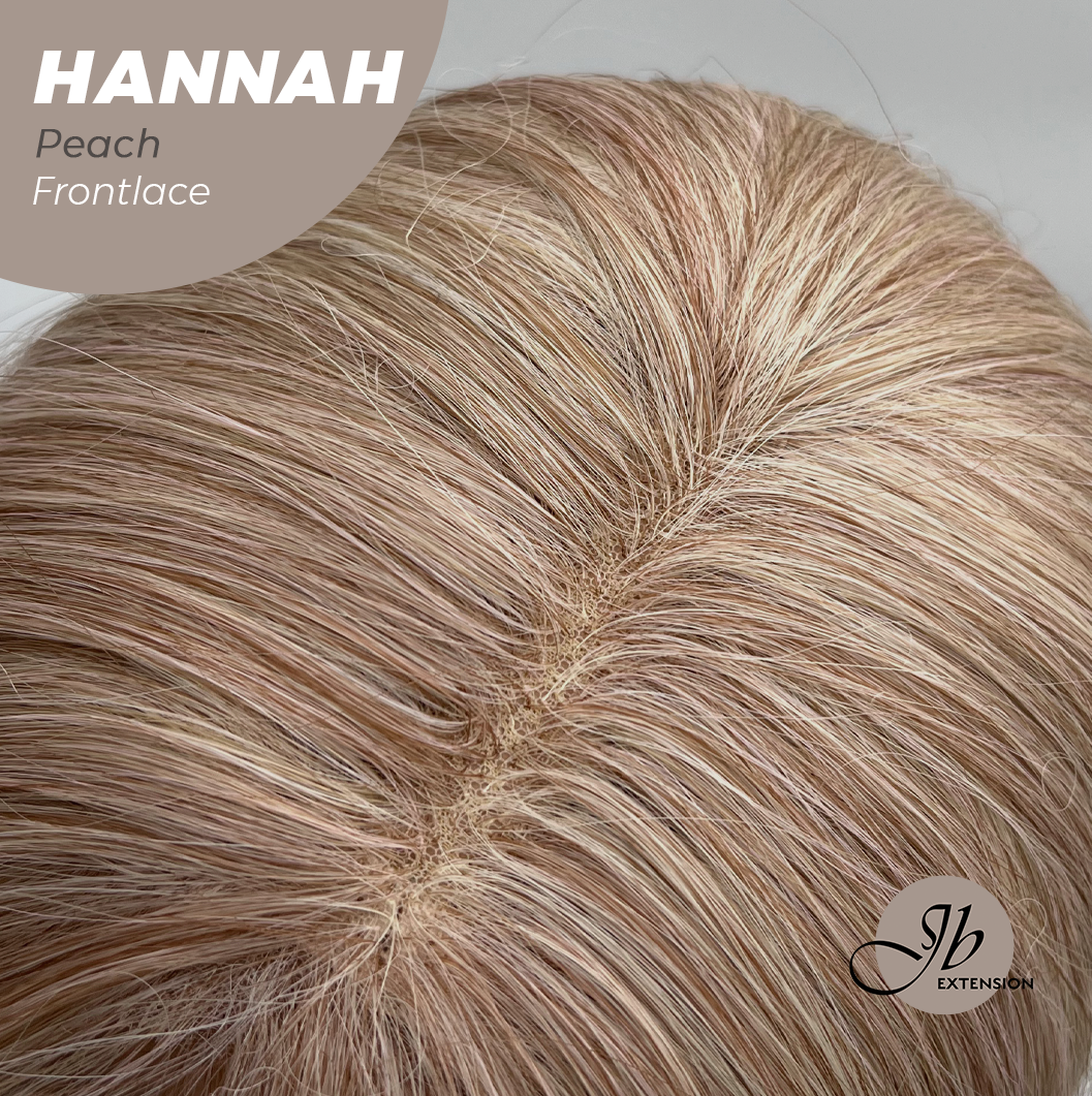 JBEXTENSION 20 Inches Peach Pre-Cut Frontlace Glueless Wig with Bangs HANNAH PEACH Alexwigs