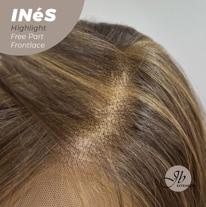 JBEXTENSION 22 Inches Brown With Highlight Body Wave Pre-Cut Free Part Frontlae Glueless Wig INéS HIGHLIGHT Alexwigs