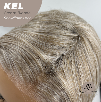 JBEXTENSION 22 Inches Cream Blonde Pre-Cut Snowflake Lace Frontlace Glueless Wig KEL CREAM BLONDE【PERMATEASE】【BENDY EAR TABS】- M/L Alexwigs