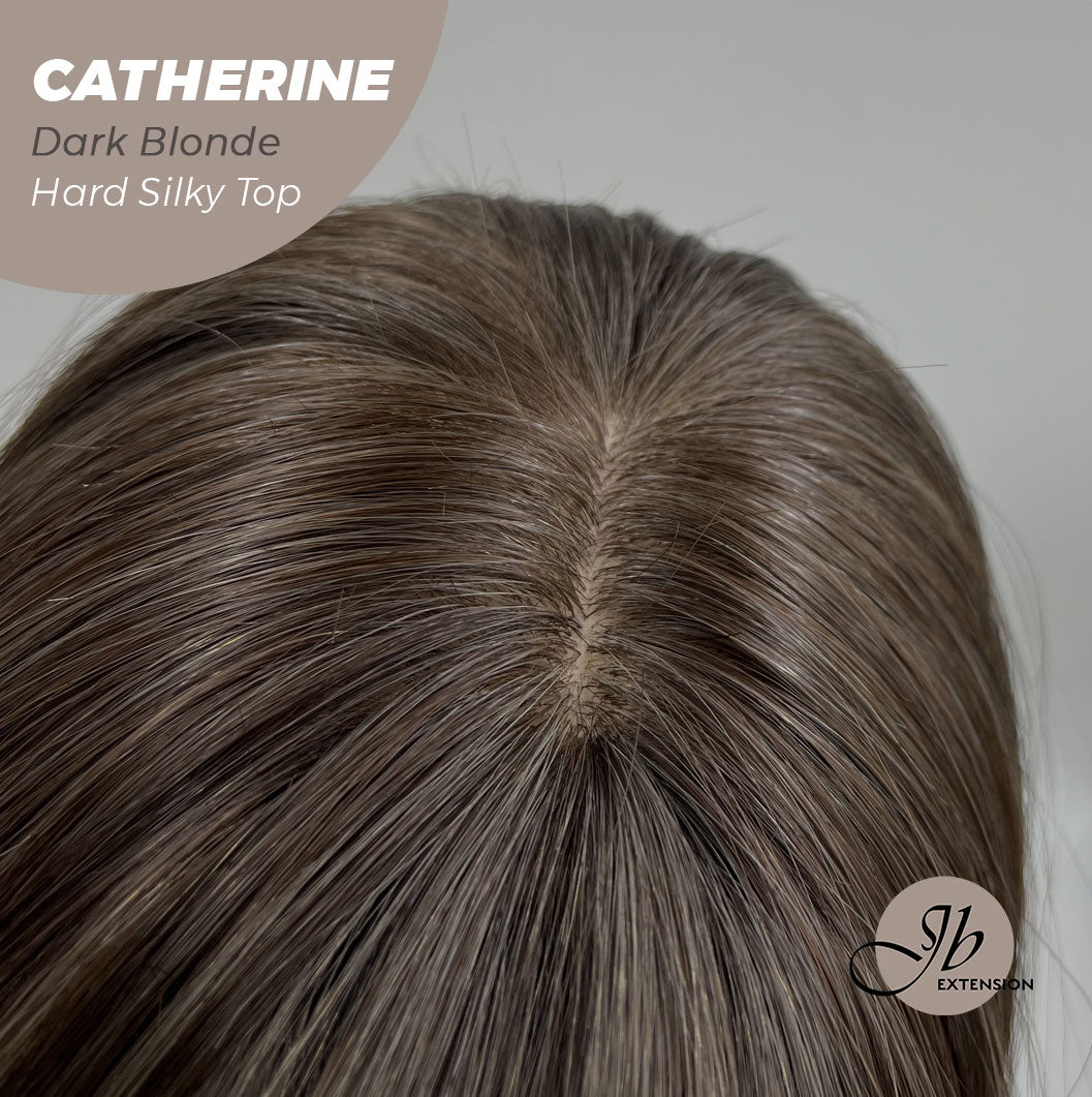 JBEXTENSION 25 Inches Scalpiana Dark Blonde 3.5X4 Hard Silky Top Natural Scalp Effect Wig With Bangs CATHERINE DARK BLONDE Alexwigs