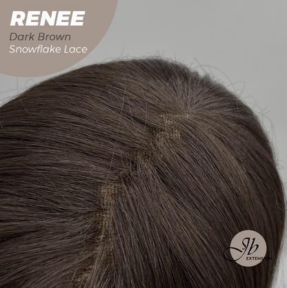 JBEXTENSION 21 Inches Dark Brown Pre-Cut T Part Snowflake Lace Frontlace Glueless Wig RENEE DARK BROWN【BENDY EAR TABS】 Alexwigs