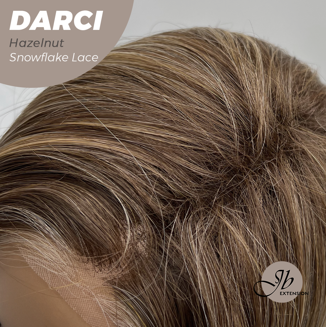 JBEXTENSION 25 Inches Hazelnut Blonde Highlight Pre-Cut Snowflake Lace Frontlace Glueless Wig DARCI HAZELNUT【PERMATEASE】【BENDY EAR TABS】 Alexwigs