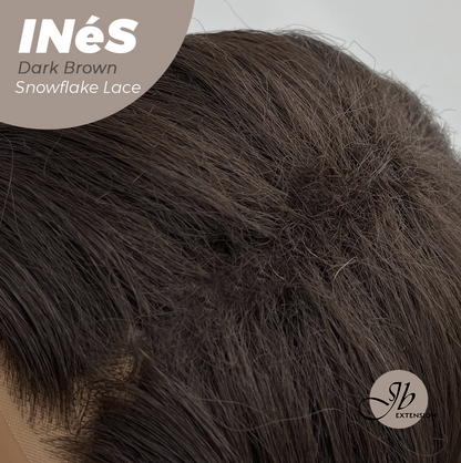 JBEXTENSION 22 Inches Dark Brown Pre-Cut Snowflake Lace Frontlace Glueless Wig INéS DARK BROWN【PERMATEASE】【BENDY EAR TABS】- M/L Alexwigs