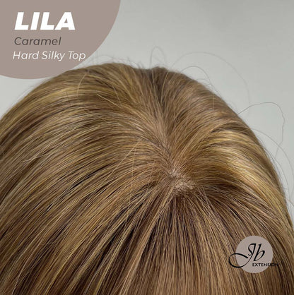 JBEXTENSION 20 Inches Scalpiana Brown with Highlight Wolf Cut 3.5X4 Hard Silky Top Natural Scalp Effect Wig With Bangs LILA CARAMEL Alexwigs