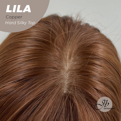 JBEXTENSION 20 Inches Scalpiana Copper Wolf Cut 3.5X4 Hard Silky Top Natural Scalp Effect Wig With Bangs LILA COPPER Alexwigs