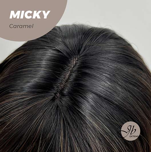 JBEXTENSION 26 Inches Caramel Body Wave With Dark Root Wig With Bangs MICKY CARAMEL Alexwigs