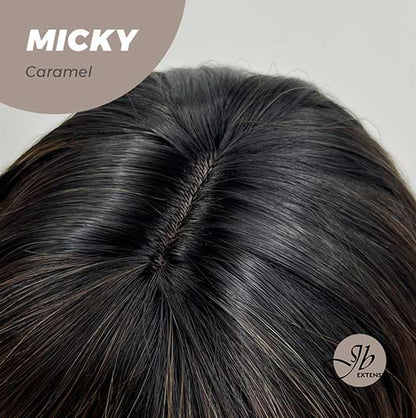 JBEXTENSION 26 Inches Caramel Body Wave With Dark Root Wig With Bangs MICKY CARAMEL Alexwigs